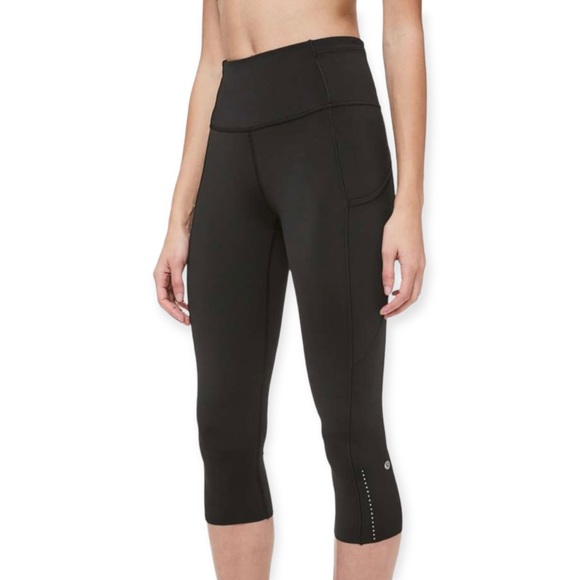 lululemon athletica Pants - Lululemon Fast & Free Crop Drawcord Training High Waist Leggings Black Size 6